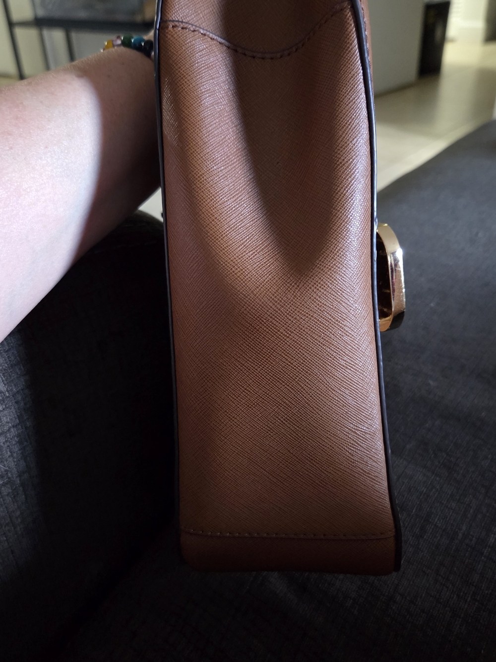 Michael Kors Cognac Leather Top-Handle Satchel with Gold Hardware - Picture 8 of 11
